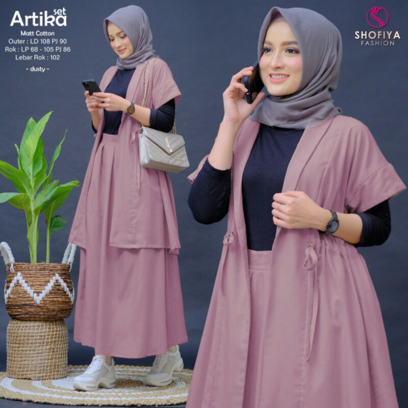 ARTIKA,ASHITA  Set 2 in 1(auter &amp; skrit) Ori by Shofiya Fashion