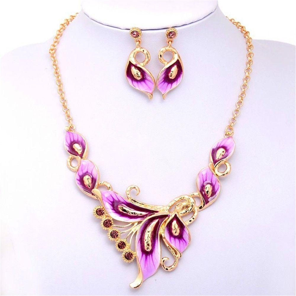 Set Kalung Rantai Dengan Liontin Kupu-Kupu + Bunga Untuk Wanita Butterfly