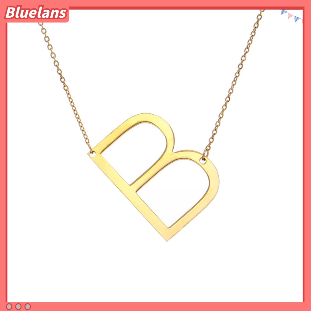 Kalung Liontin Inisial Huruf A-Z Bahan Stainless Steel Lapis Emas Gaya Korea