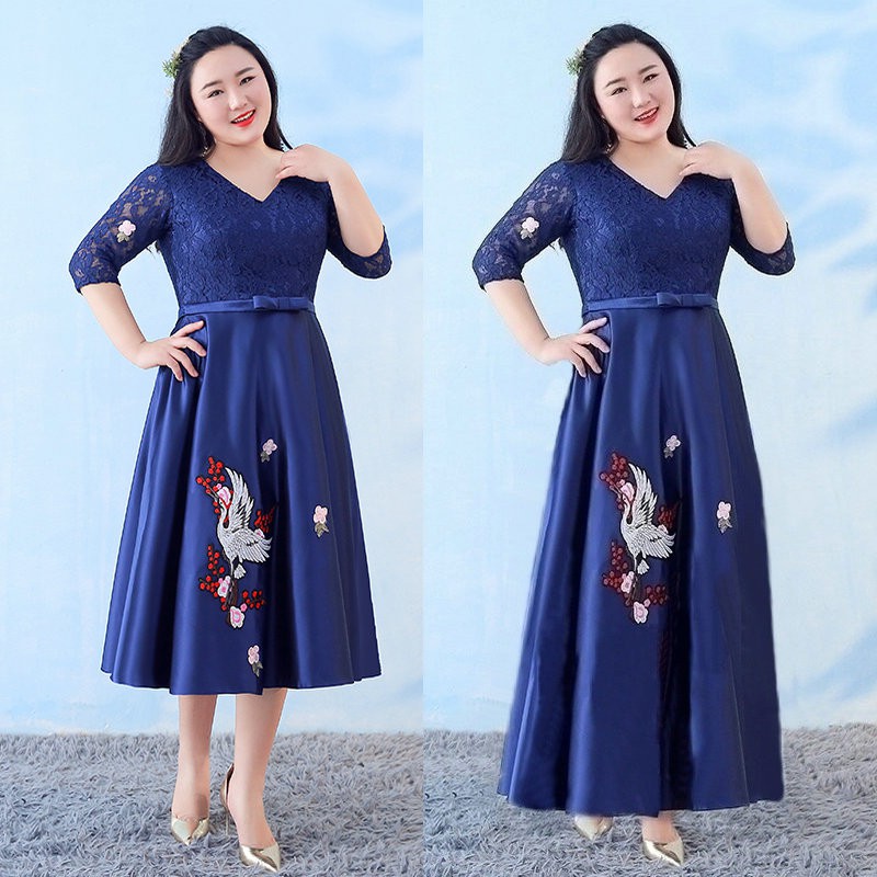 Gaun Pesta 1811059 Navy Hitam Merah Big Size Party Dress Gown