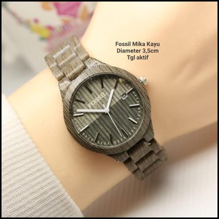 TERLARIS JAM  TANGAN FOSIL MIKA MOTIF KAYU  UNISEX PALING 