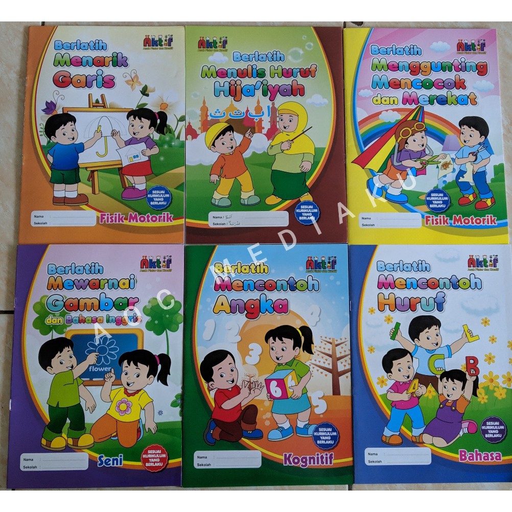 Buku Paket Aktif isi 6 untuk  anak  usia  3  5 tahun  TK A 