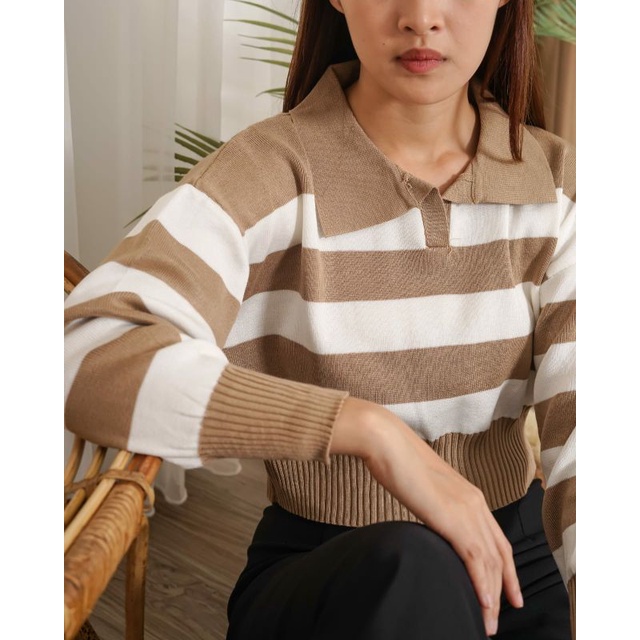 Orin Polo Stripes Knit Crop Import TM (29012)