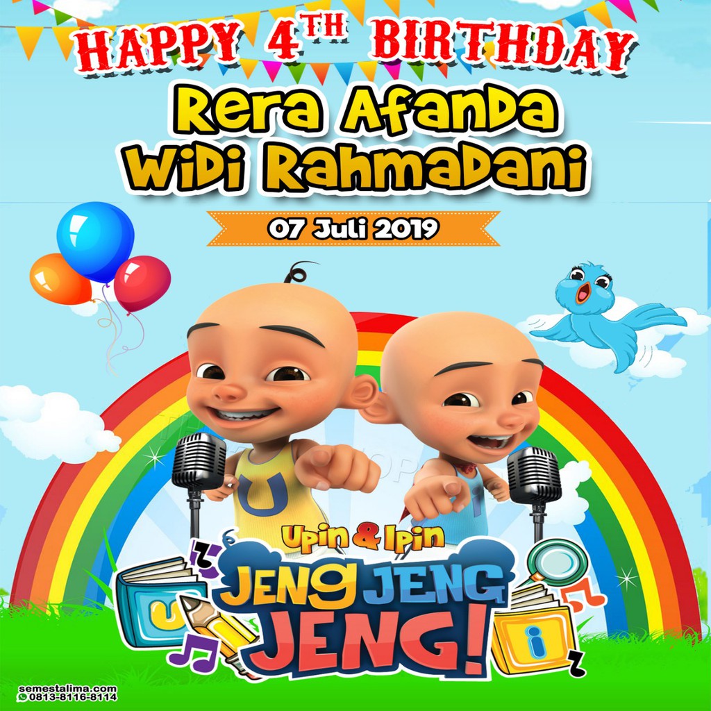 Banner Ultah 1x1 meter | bisa tambah nama dan foto anak