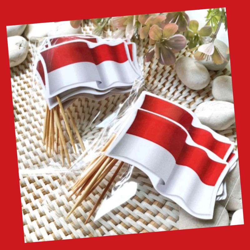 Mini Topper BENDERA INDONESIA Kertas Cupcake/ hiasan kue/ tusuk kue
