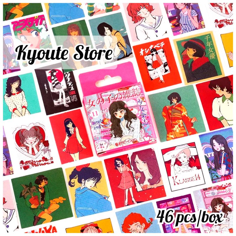 

46 pcs Sticker Retro Vintage Girl Japan Magazine Cartoon Anime Scrapbook DIY Journal Bujo Planner