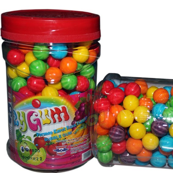 

Promo !! Permen Karet Bola Mini Play Gum Bubble Gum Tutti Frutti Toples 200 pcs