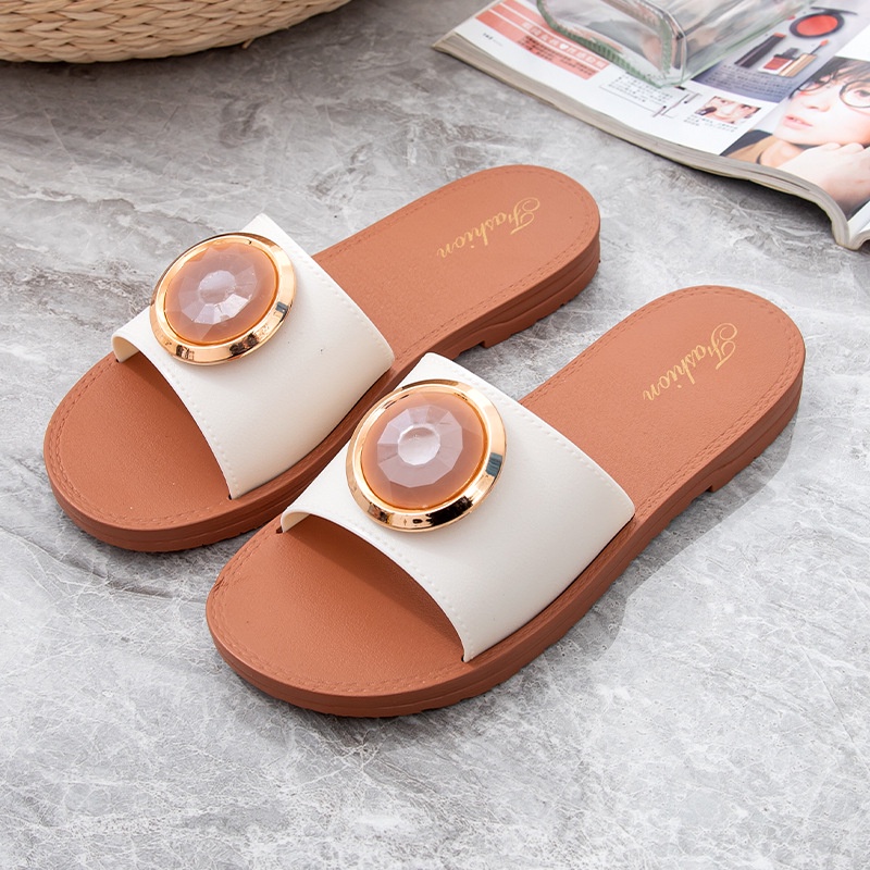 Shoegallery TG1528 Sandal Slop Wanita Motif Berlian Bulat import