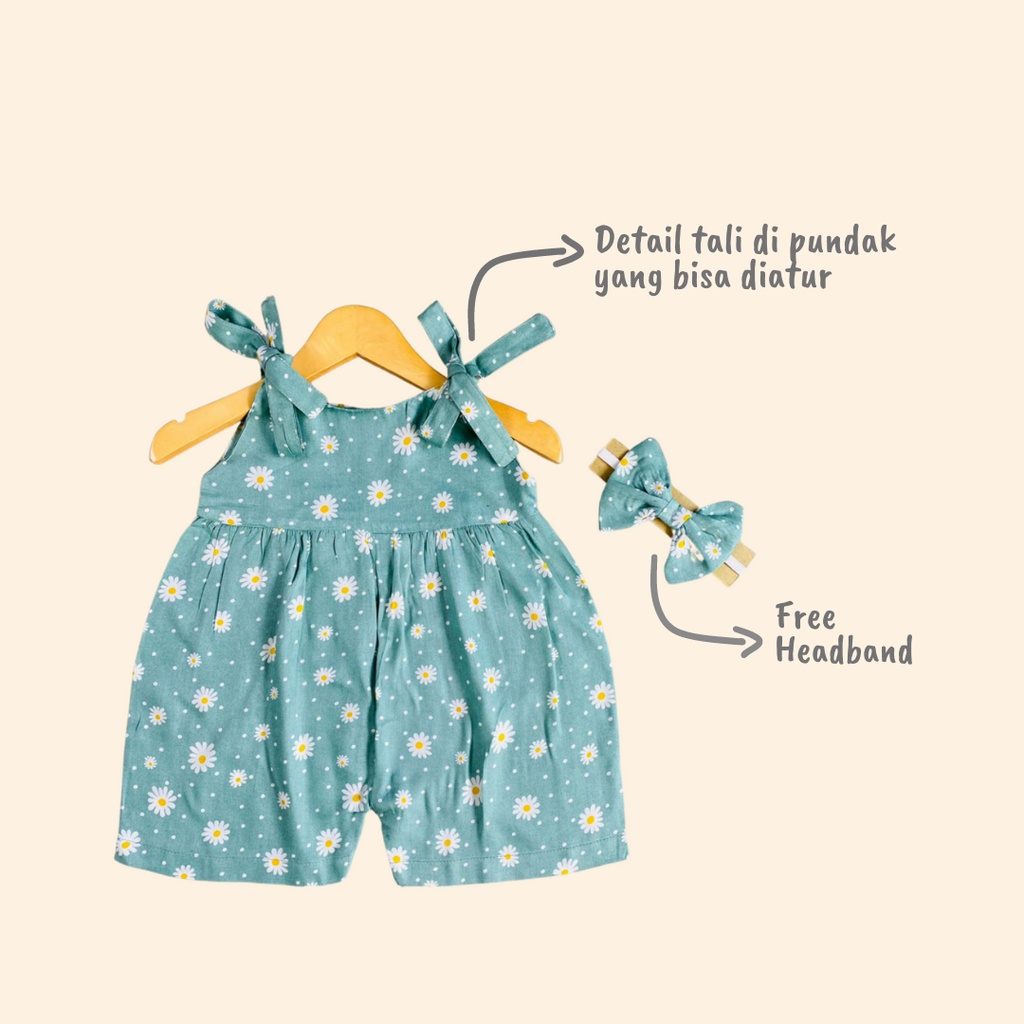 6-18 BLN JUMPSUIT BAYI TALI CHIKA BAJU BAYI PREREMPUAN FREE HEADBAND by BAJUANAKKANAYA-1