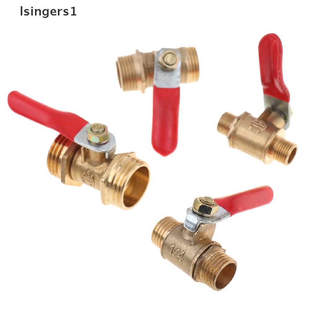 Lsingers1 Katup Bola Kuningan 1 / 8 &quot;1 / 4&quot; 3 / 8 &quot;1 / 2&quot; Male Ke Male BSP Dengan Gagang