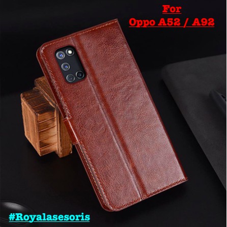 Casing Oppo A52 / A92 Flip Cover Wallet Leather Case