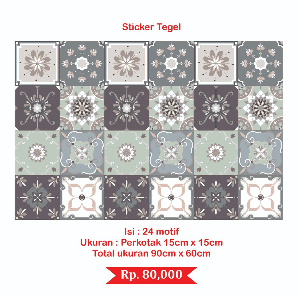 STIKER TEGEL / STIKER LANTAI / KERAMIK UKURAN 90x60 BARIS 1