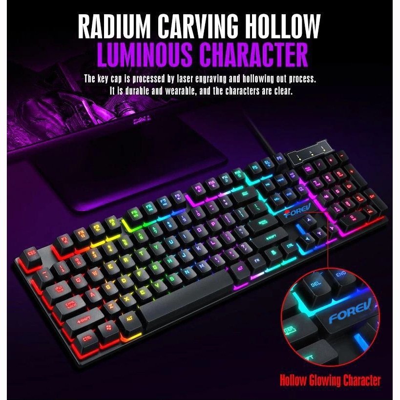 FOREV Gaming Keyboard LED RGB with Mouse 1000DPI - FV-Q305S - Black