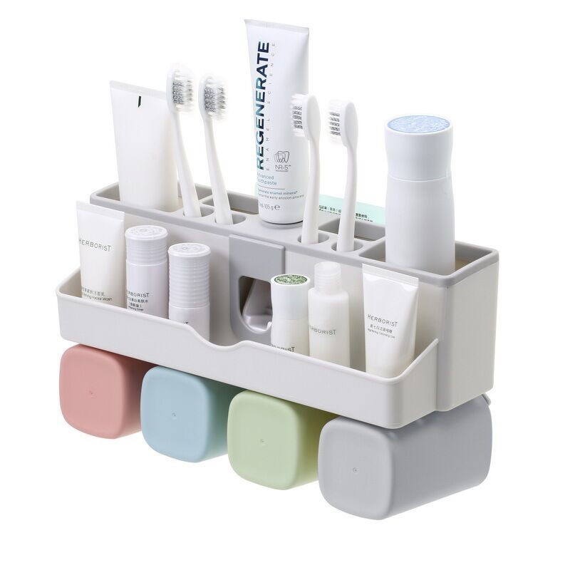 Set Dispenser odol tempat sikat gigi Rak Skin Care Rak Sikat Gigi