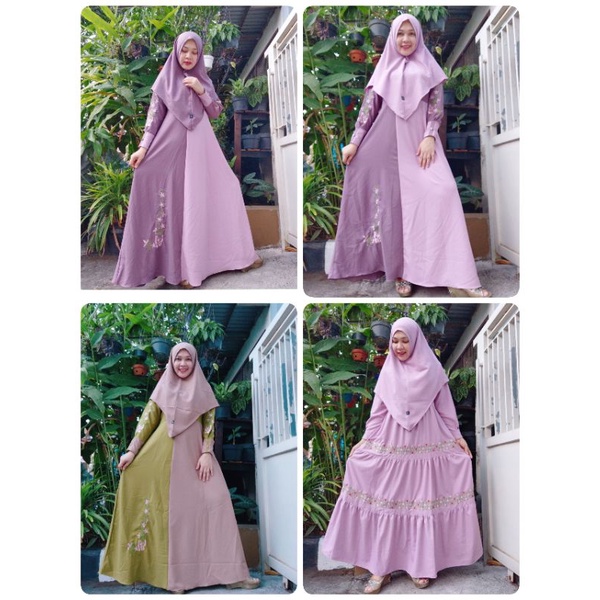 Set syari Ory Keykha bordir cantik bahan ity crep premium bordir bunga timbul