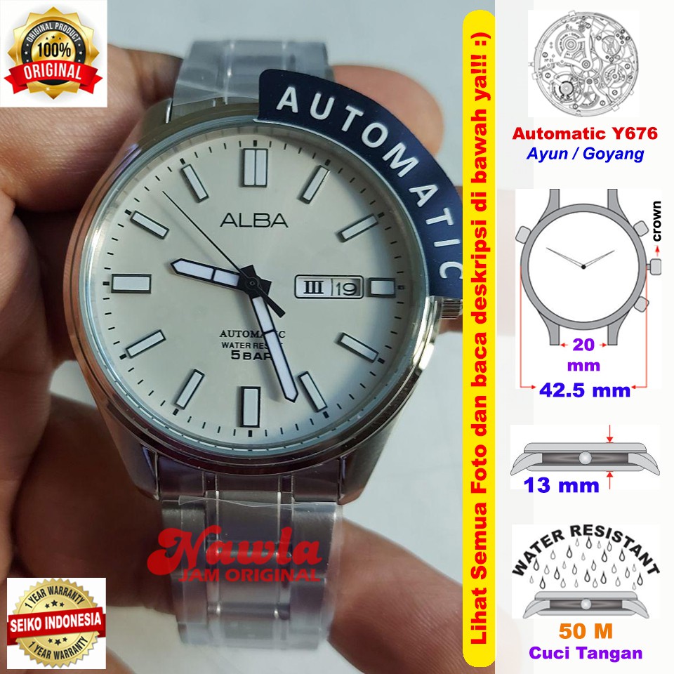 Alba Automatic AL4153X1 Analog Silver Dial - Jam Tangan Pria AL4153