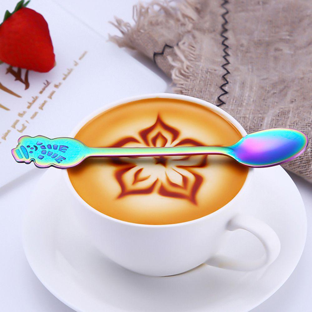 Solighter1/4pcs/set Sendok Kopi Natal Home &amp; Living Ice Cream Stainless Steel Kitchen &amp; Dining Kids Spoon