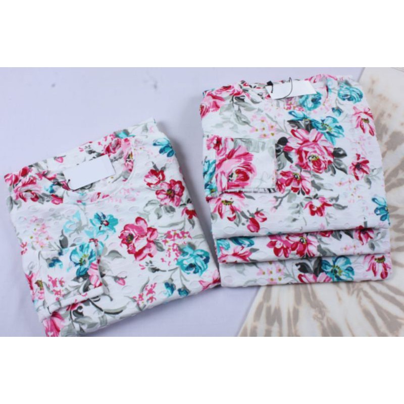 kaos wanita kekinian/baju tangan panjang/kaos wanita motif bunga/kaos cj motif/baju cewek