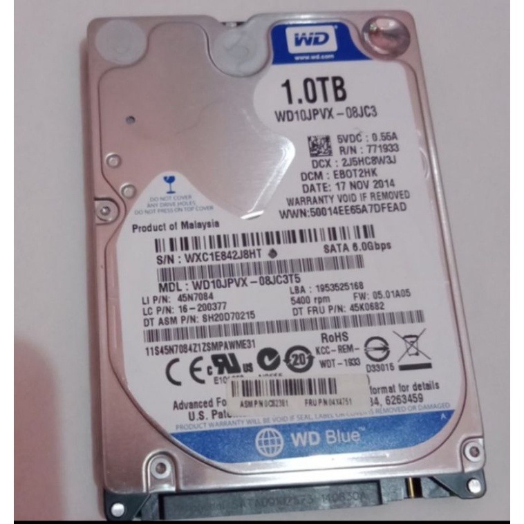 Hardisk hdd laptop 2.5 inch 1tb 5400rpm standar tebel