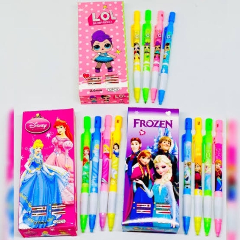 Pensil Mekanik 2.0 Karakter / 12 Pcs Pensil Mekanik Fancy  Bisa Refill / Pensil Mekanik BT21 Series