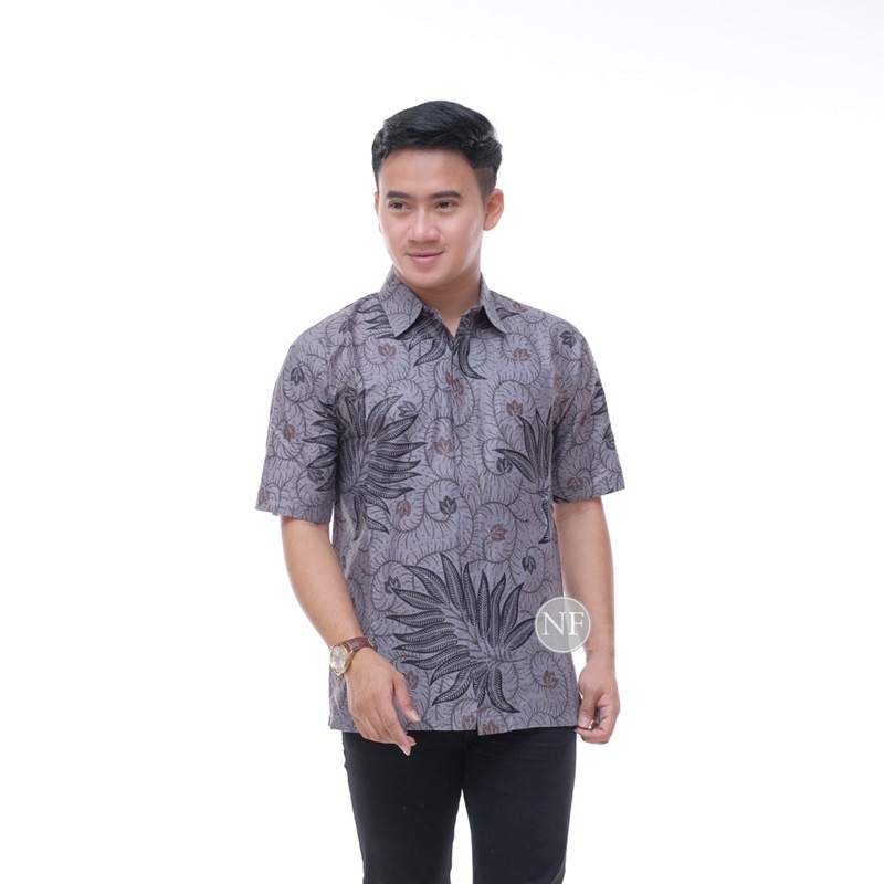 Batik Pria Lengan Pendek BATIK BERKAH HRB026 motif KERATONAN Kode 002 size M L XL