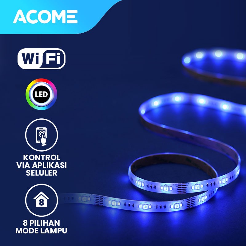 ACOME Lampu Smart Wifi LED Strip 2M RGB Garansi Resmi 1 tahun AL03 original wook