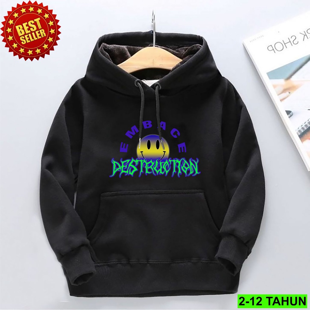 jaket hoodie anak warna hitam usia 2 - 12 tahun sweater distro switer anak laki laki perempuan hitam