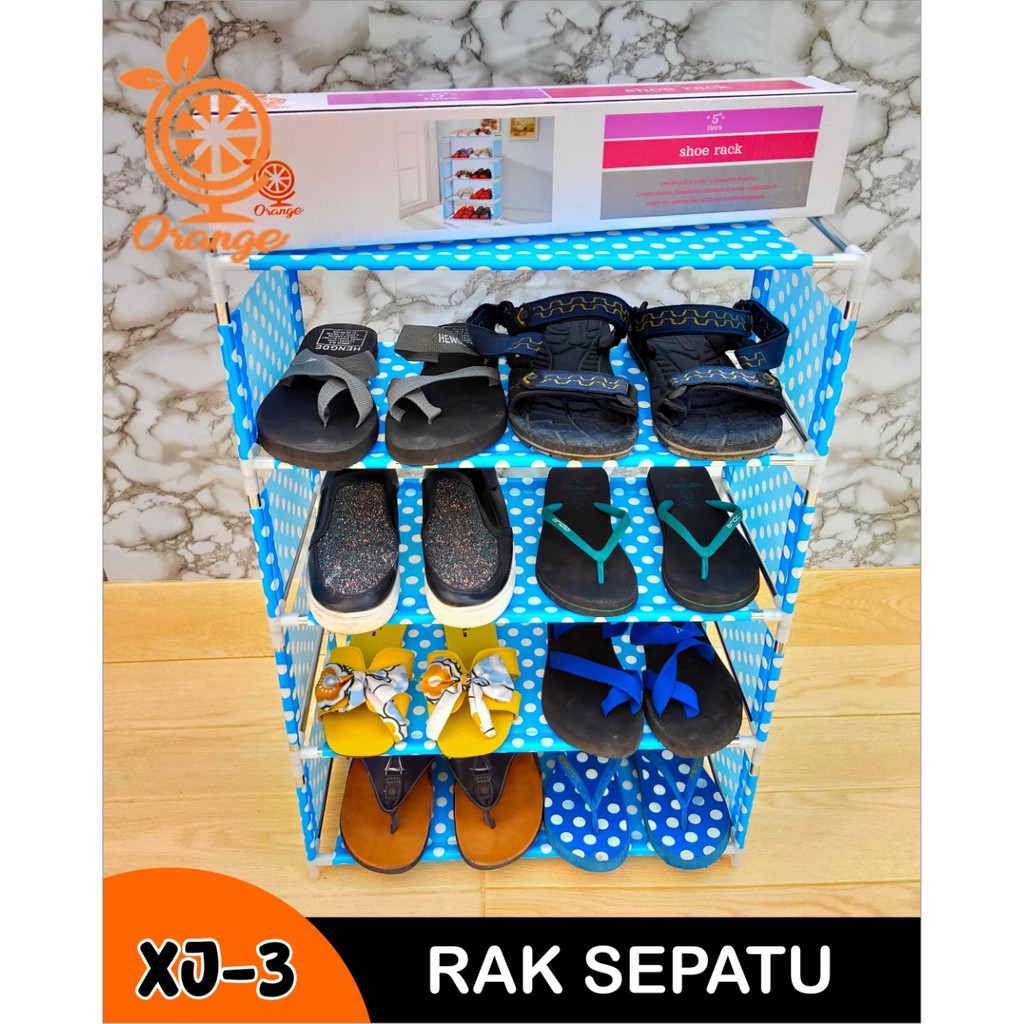 Rak Sepatu 4 Susun Serbaguna Bongkar Pasang Motif Polka