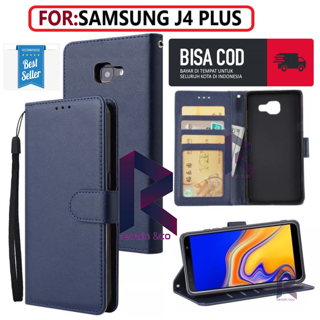 FLIP COVER SAMSUNG J4 PLUS FLIP WALLET LEATHER KULIT PREMIUM SARUNG BUKA TUTUP FLIP CASE SAMSUNG J4 PLUS