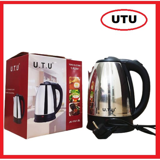 TEKO LISTRIK CERET PEMANAS AIR / KETTLE LISTRIK UTU [ 1,8 LITER ] U.T.U STAINLESS STELL