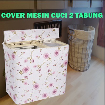 Type C Cover Mesin Cuci New Satin Buka Atas Bahan Satin Tebal 2 tabung Covercp