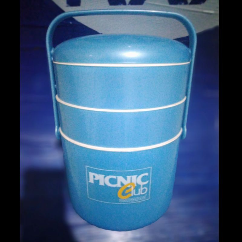 Rantang Piknik 3 Susun Sanosan Picnic Club Biru Muda Bundar