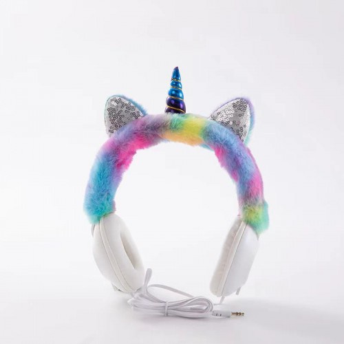 HGM-021 Headset Bando Karakter Tanduk Unicorn Lucu dan Telinga Bulu - Bulu Halus Lembut Lucu untuk