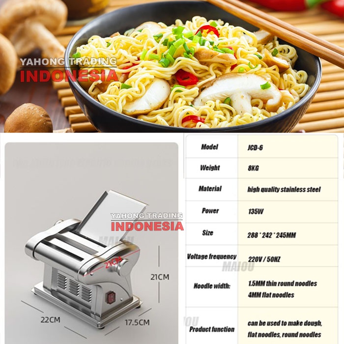 Mesin Pembuat Mie JCD 6 Mesin Giling Pencetak Mie Noodle Maker PANDA SCALE + PACKING KAYU