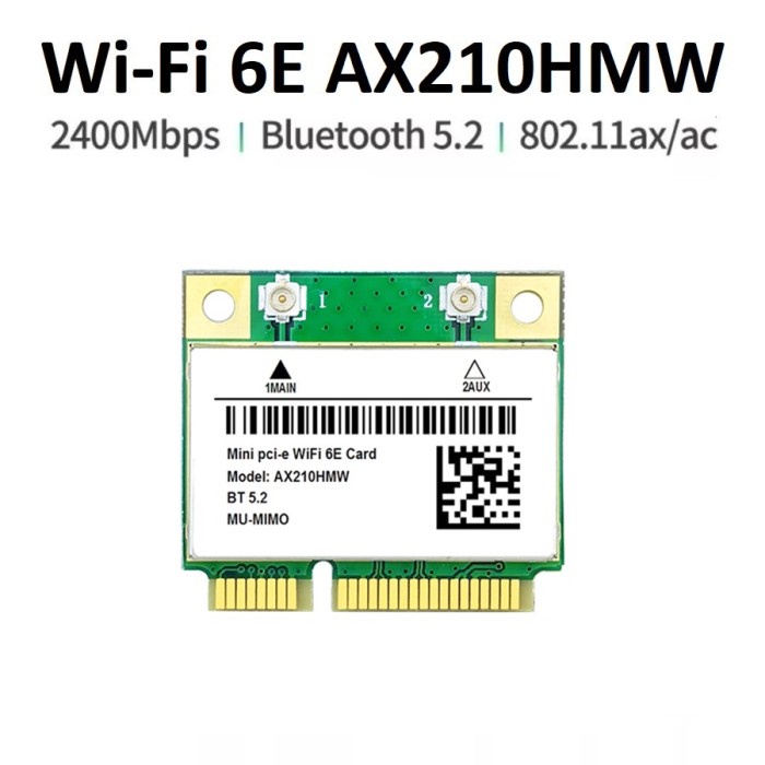 WiFi 6E AX210HMW Wireless Card Bluetooth 5 AX Half Mini PCIe AX210 HMW