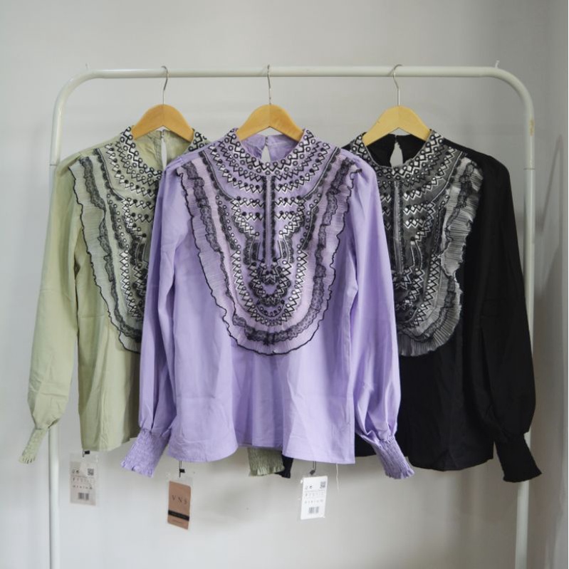 Blouse Classic Import Korean Style full brokat bordir renda atasan kualitas premium atasan import by