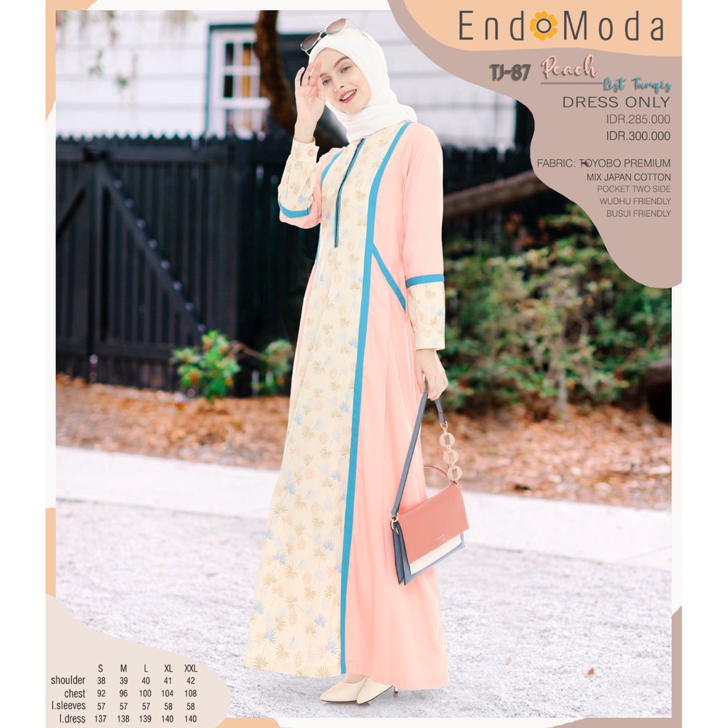 ENDOMODA TJ 87 PEACH LIST TURKISH GAMIS MUSLIMAH