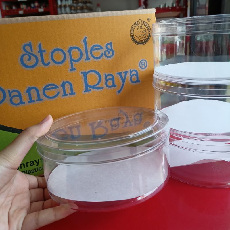 Toples Bulat Panen Raya 500 ml 1 lusin (12pcs) / Stoples Lingkaran Kue Kering 500 gram/250gram Desse