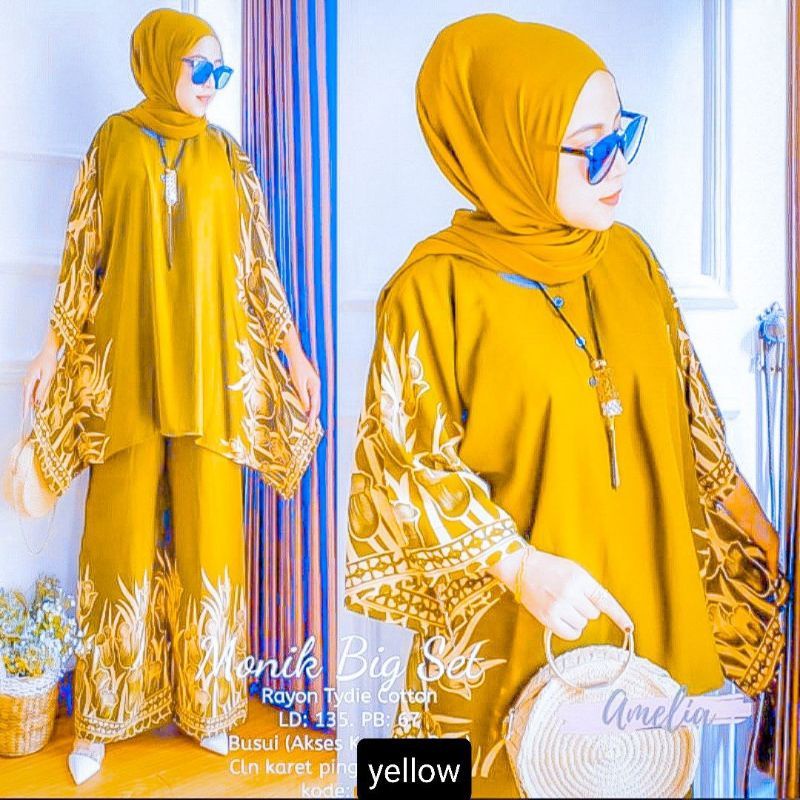 Iris Jumbo Set by Sancaka ONE SET BY ORI NAURA // DASTER SETELAN WAKA // SETELAN JUMBO // SETELAN TIE DIE JUMBO // ONE SET // SETELAN WANITA LD 130 Linia Set By ori Naura-Kuning
