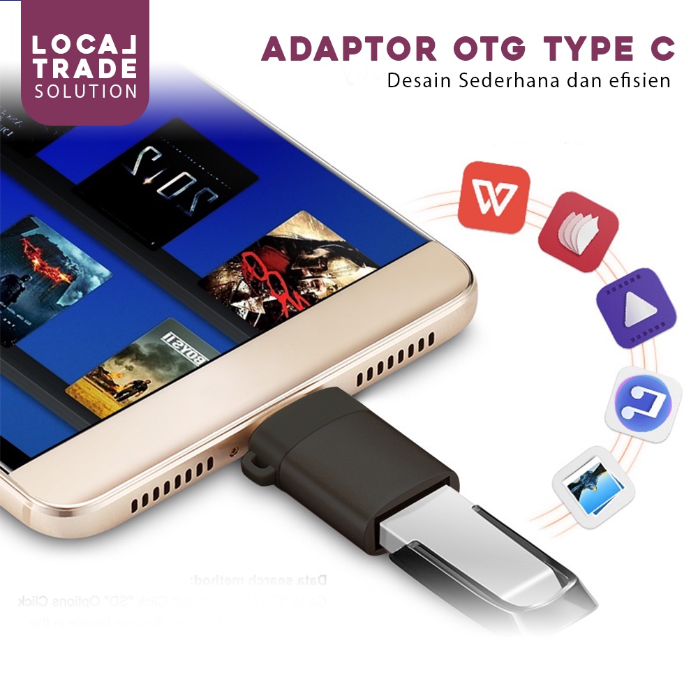 Adaptor OTG Type C Alumunium Alloy Konektor USB Female to Type C Konverter Type C