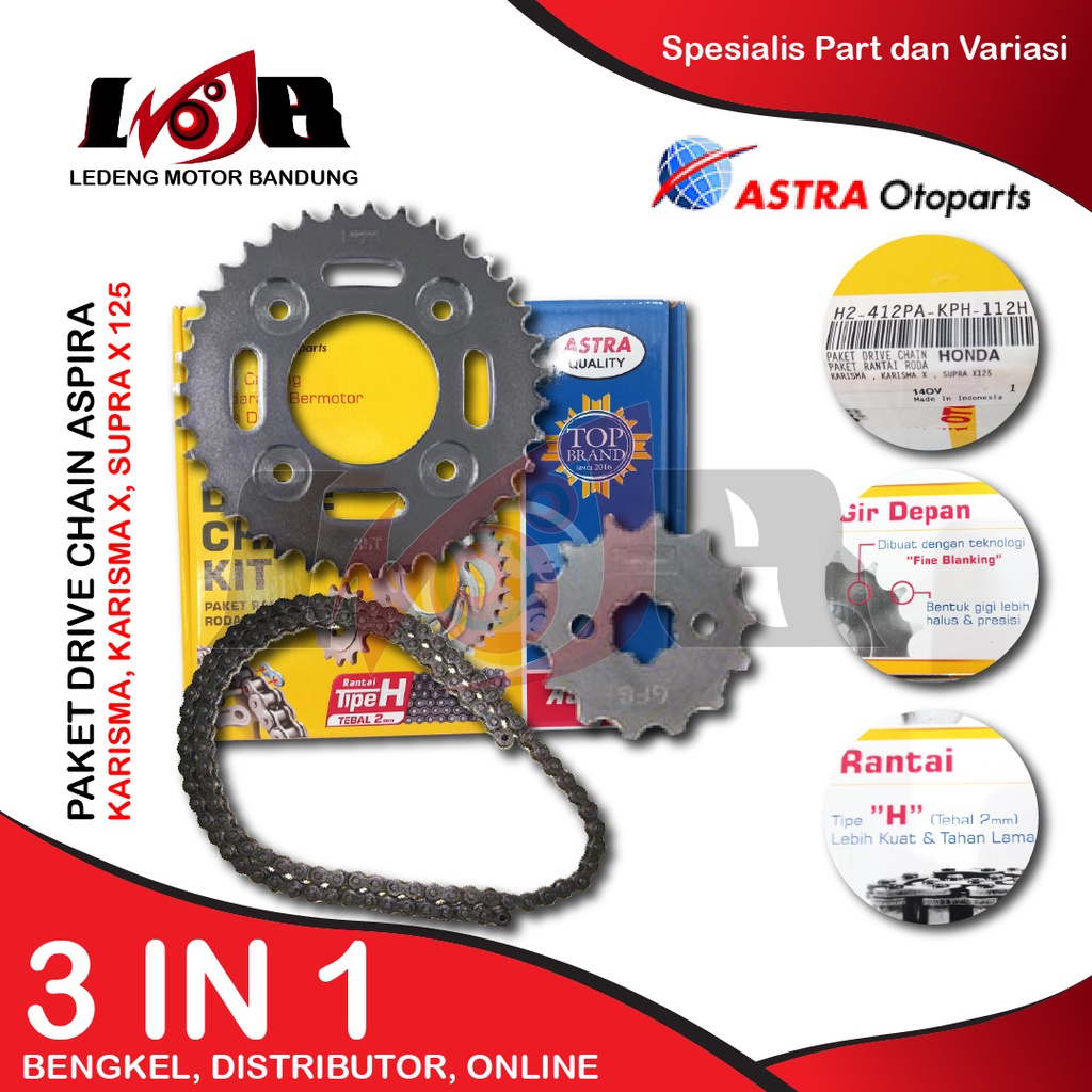 Aspira GearSet Supra X 125 Karisma Drive Chain Rantai Roda Gir Depan Gear Belakang Motor