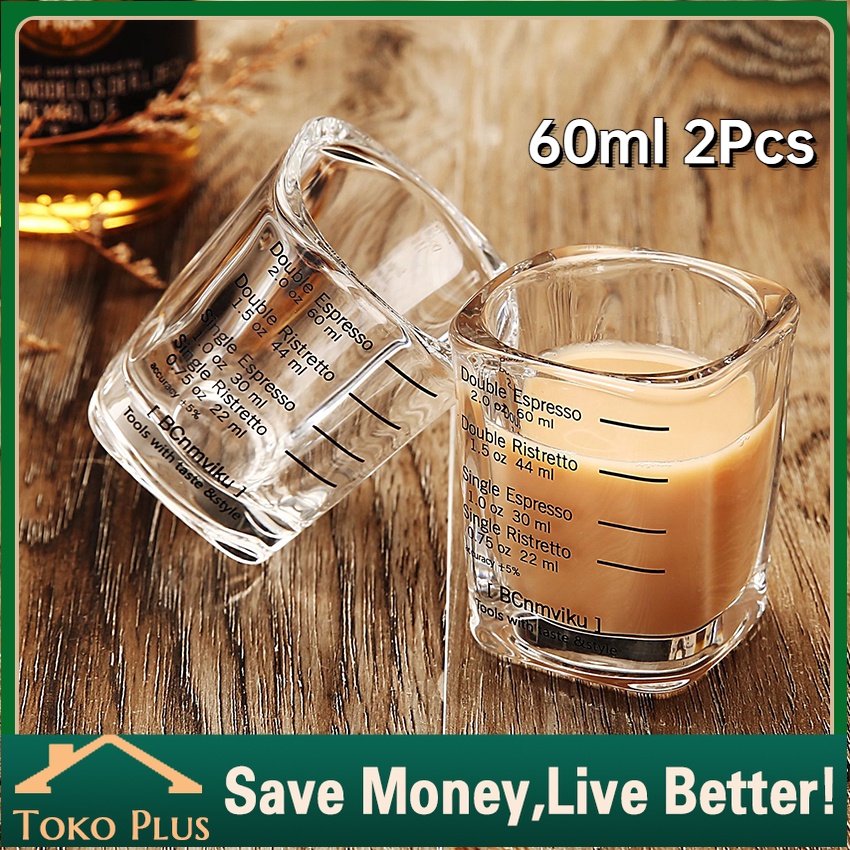 2Pcs Espresso Shot Glass Gelas Kopi 60 ml - gelas takar kopi sloki - Gelas Coffee, Latte - Gelas Slo