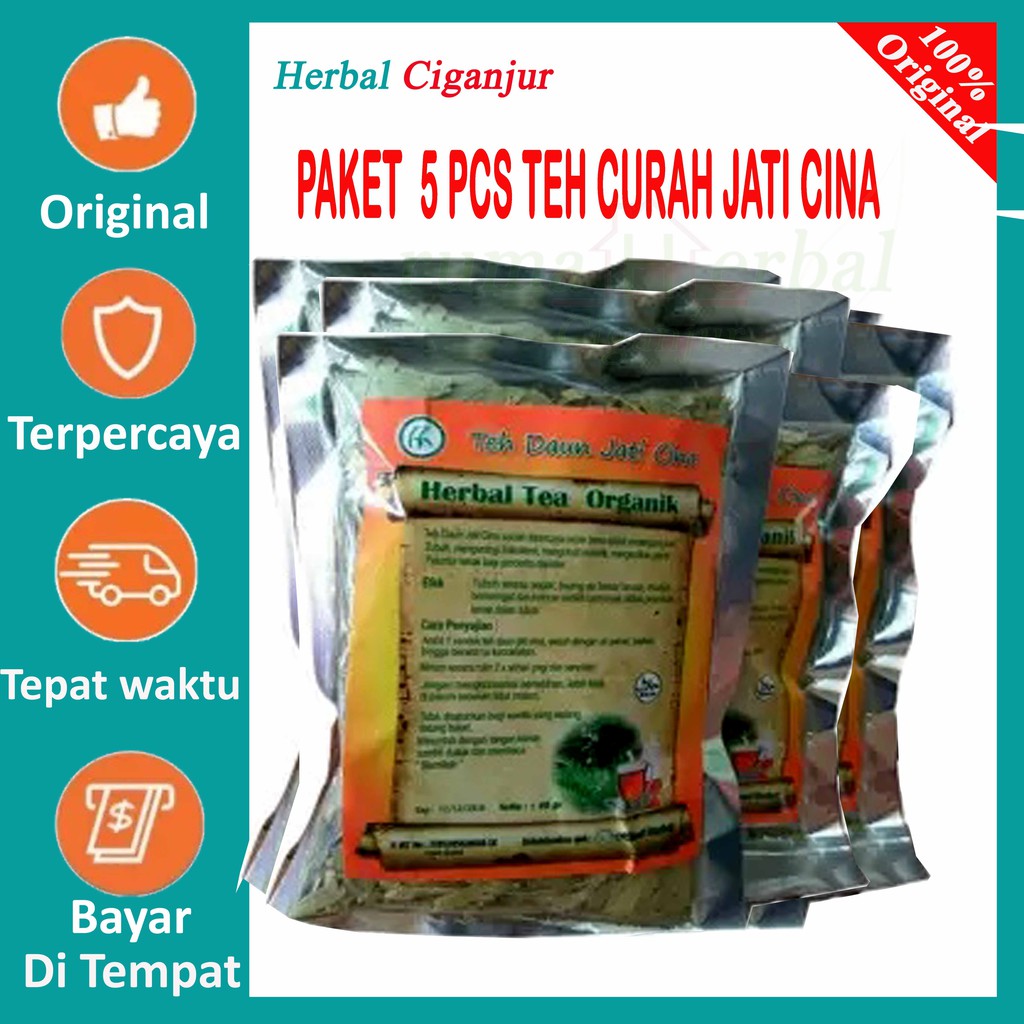 [PAKET 5 PCS] Daun Jati Cina Hikmah Menurunkan berat badan  isi 1 bungkus 40 gr