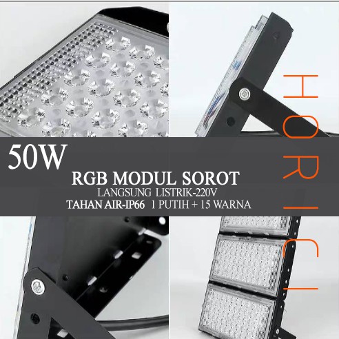 50W RGB LAMPU SOROT LAMPU HIAS / TEMBAK LED SLIM 50 WATT / LED FLOODLIGHT 50 WATT AC 220V KAP SOROT