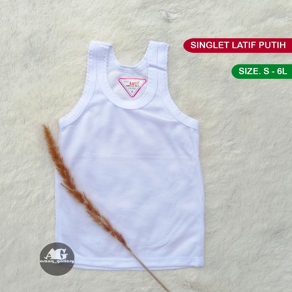 [ 12 pcs  ] Singlet LATIF PUTIH |  Kaos Dalam Singlet Anak LATIF | Kaos Kutang Latif