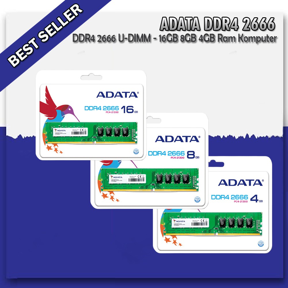 ADATA Premier DDR4 2666 U-DIMM - 16GB 8GB 4GB Ram Komputer GARANSI RESMI