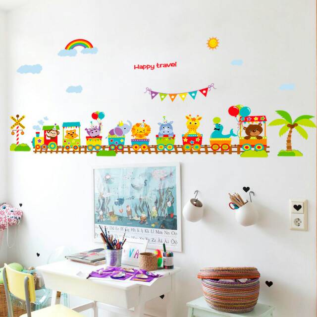 RELIZA WALLSTICKER KERETA ANAK CUTE ANIMAS TRAIN SK9011 WALL STICKER / STIKER DINDING