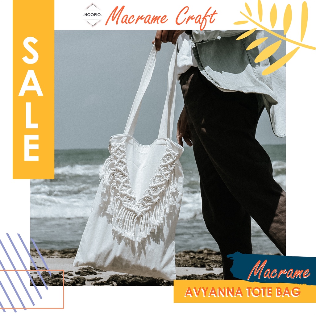 [HOOPIO] TOTE BAG | MACRAME TOTE BAG AVYANNA |TAS MACRAME | TAS KULIAH UNISEX