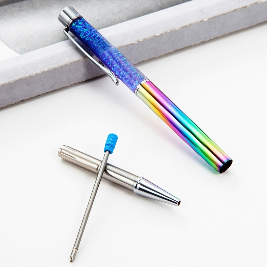 Creatively Luxury Ball-point Flow Oil Crystal Gold Foil Metal Copper Colorful Gold Color Pen