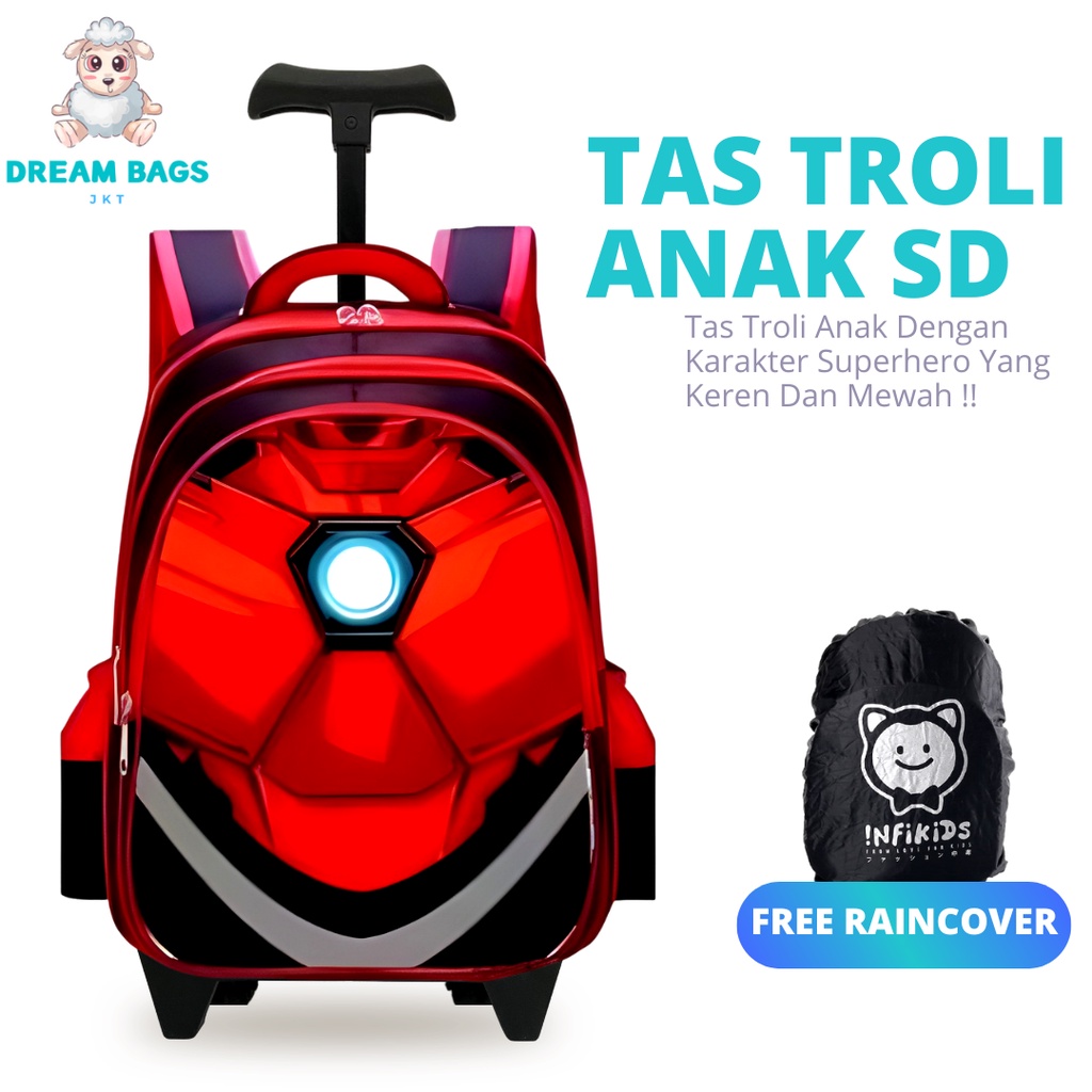 Ransel Troli Anak SD Karakter - Tas Troli Anak Laki Laki Karakter - Tas Koper Anak